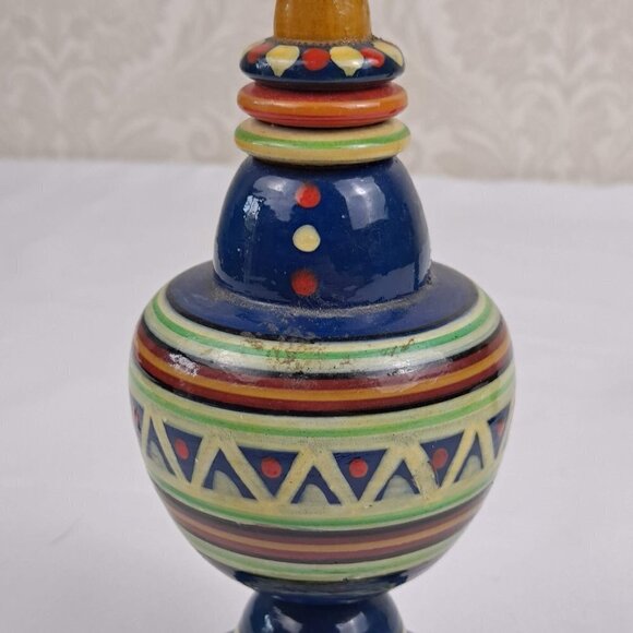 Pair of Egytian Spindle Dolls 1960's Handmade and  Hand Painted Vintage - Picture 8 of 14